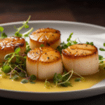 Sous vide scallops with lemon butter sauce
