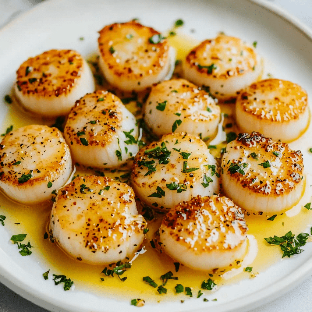 Sous Vide Scallops with Lemon Butter Sauce: Easy & Elegant Recipe 6 Plated sous vide scallops with sauce