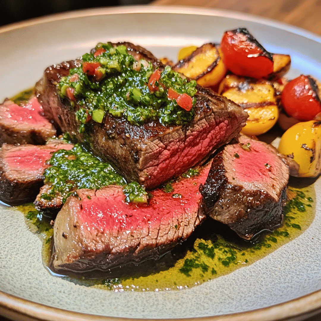 Sous vide flank steak perfectly sliced