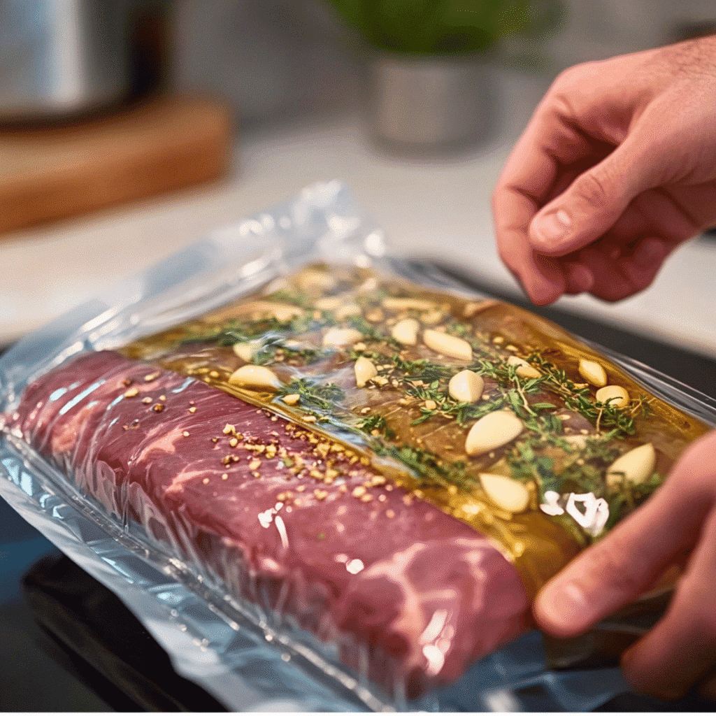 Sous Vide Flank Steak: Tender, Juicy & Foolproof Every Time 5 Searing sous vide flank steak in skillet