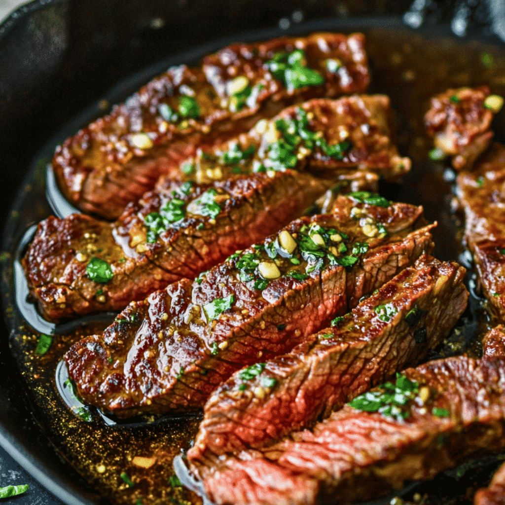 Sous Vide Flank Steak: Tender, Juicy & Foolproof Every Time 6 Plated sous vide flank steak with garnish
