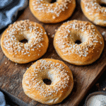 Keto Cottage Cheese Bagels on Wooden Board