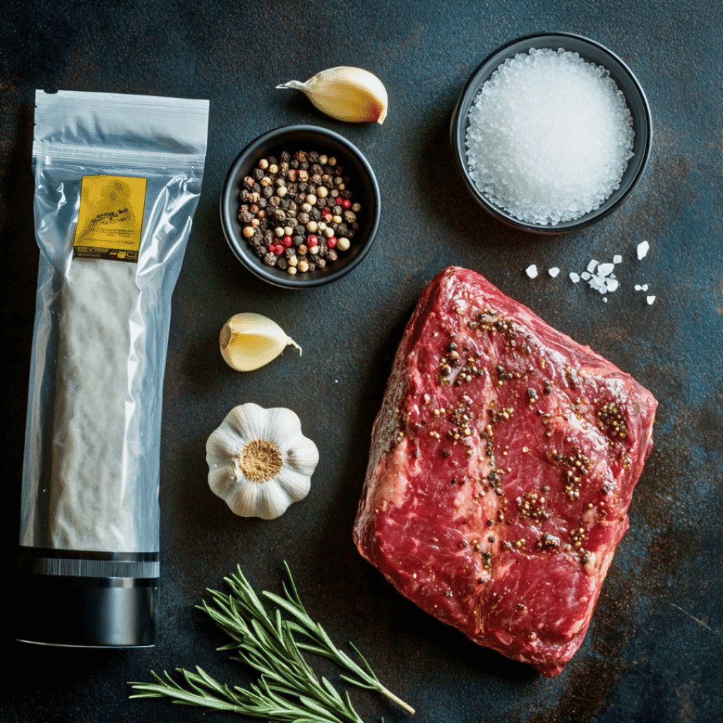 Sous Vide Tri Tip Recipe: Perfectly Tender and Juicy Every Time 6 Sous vide tri tip ingredients laid out