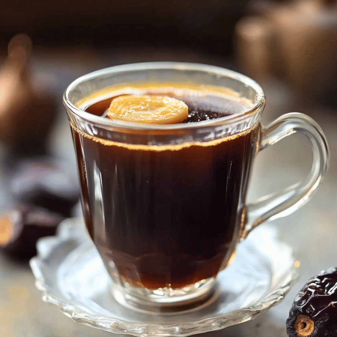 hot buttered prune juice in a rustic morning setting