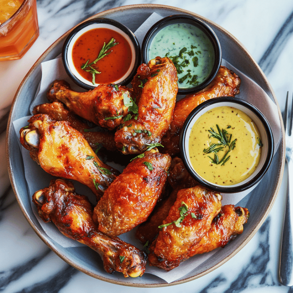 Perfect Sous Vide Chicken Wings – Crispy, Juicy & Absolutely Irresistible 8 finished sous vide chicken wings with dipping sauce