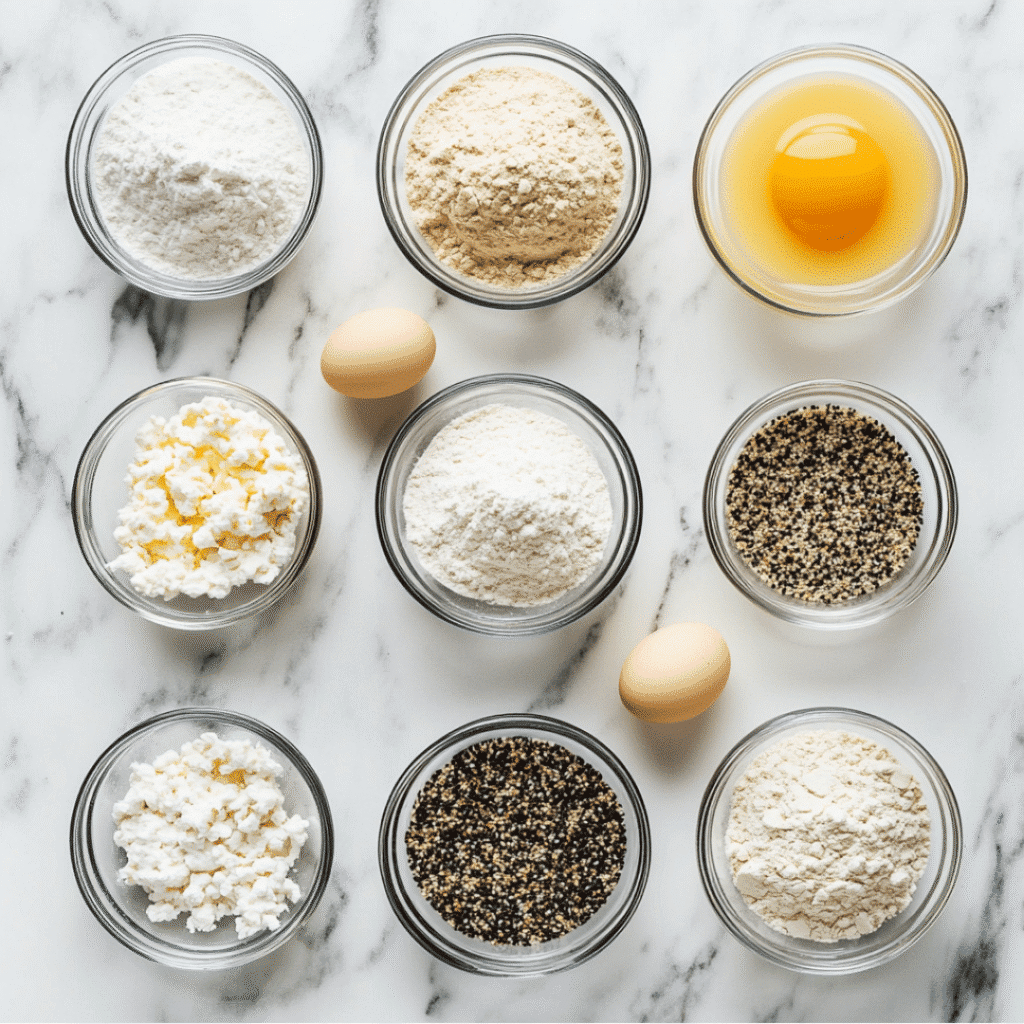 Cottage Cheese Bagels with Almond Flour: Easy, Gluten-Free & High Protein 5 Almond flour and cottage cheese bagel ingredients
