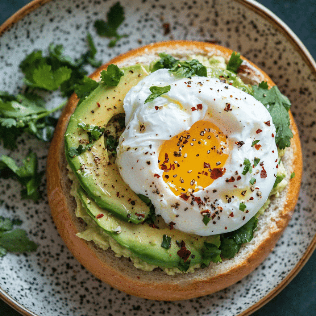 High Protein Cottage Cheese Bagels Recipe That’s Easy & Delicious 8 Toasted cottage cheese bagel with avocado and poached egg