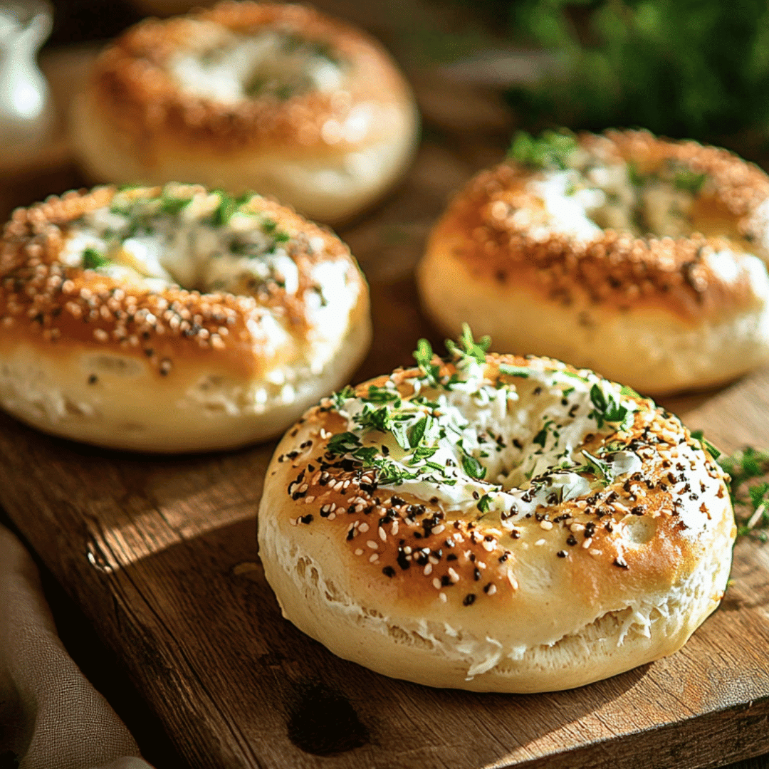 bethany frankel cottage cheese bagels on breakfast table