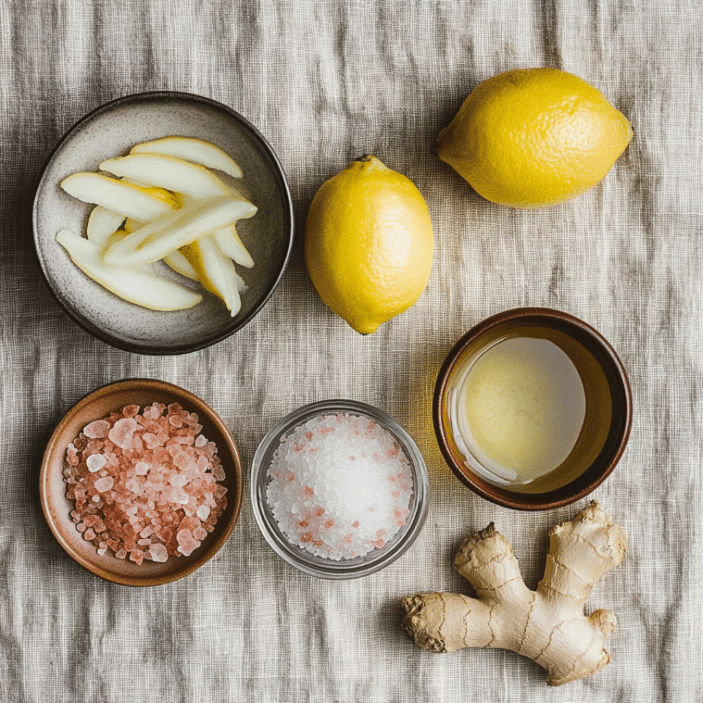 Himalayan Pink Salt Trick Recipe for Weight Loss That Works 4 Himalayan pink salt trick recipe ingredients flat lay