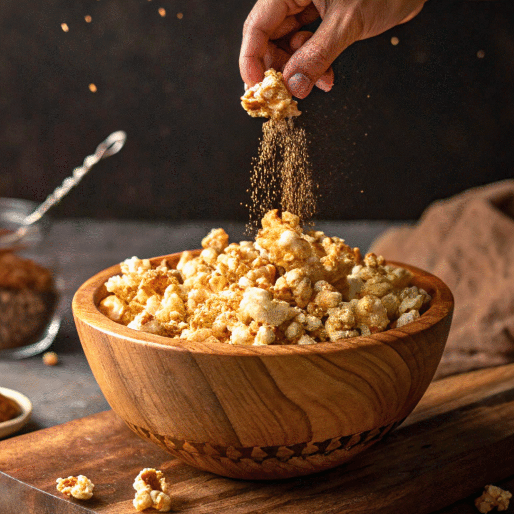 Cinnamon Sugar Popcorn Recipe: Easy, Sweet & Irresistible Snack 5 Coating popcorn with cinnamon sugar