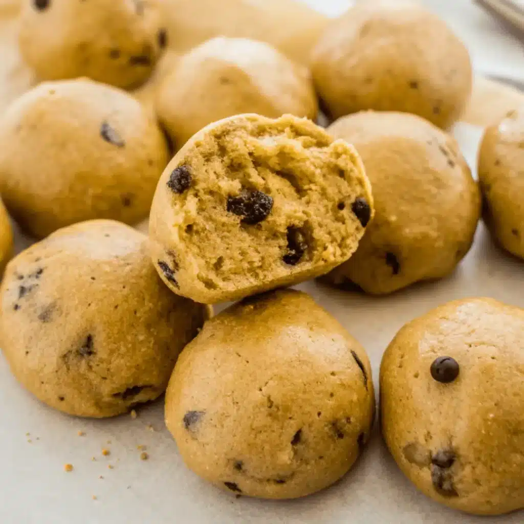 Cookie Dough Protein Bites That Taste Like Dessert | Easy No-Bake Snack 6 Cookie dough protein bites in meal prep container