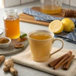 Honey Trick Recipe comfort drink with honey, lemon, and ginger