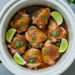 Crockpot Honey Garlic Chicken Thighs with sesame glaze.