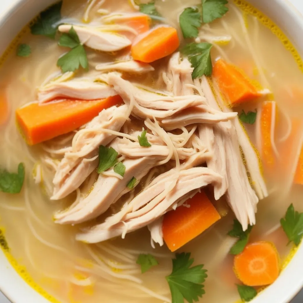 Chopped vegetables and chicken in a slow cooker with broth
