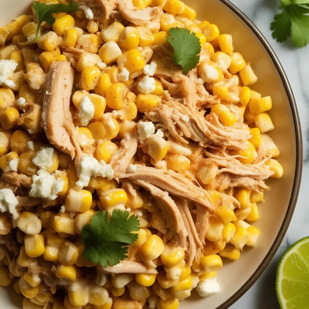 Mixing the Mexican Street Corn Chicken Sauce Mixing the creamy corn sauce for the chicken