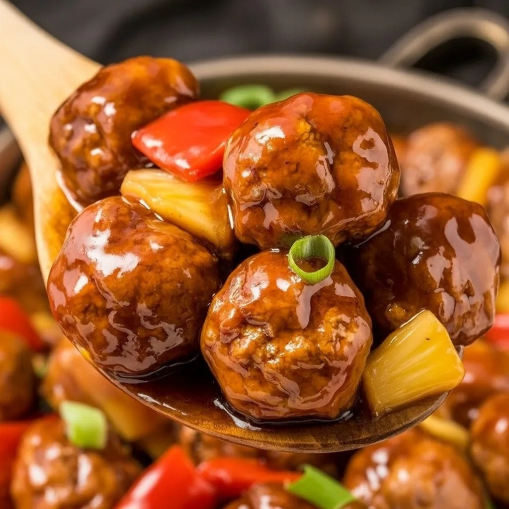 Ingredients for sweet sour meatballs laid out on a counter