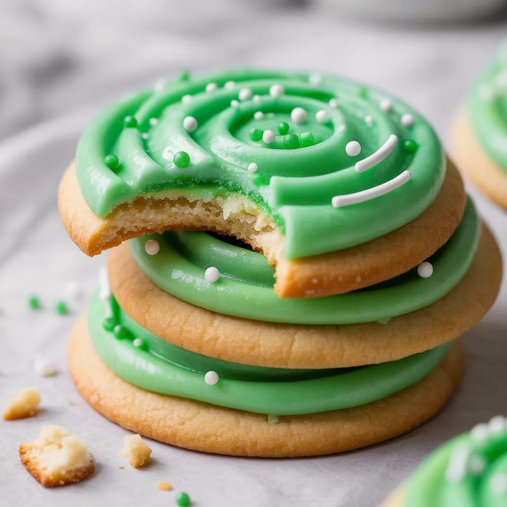 Soft Christmas Sugar Cookies on a plate with holiday lights