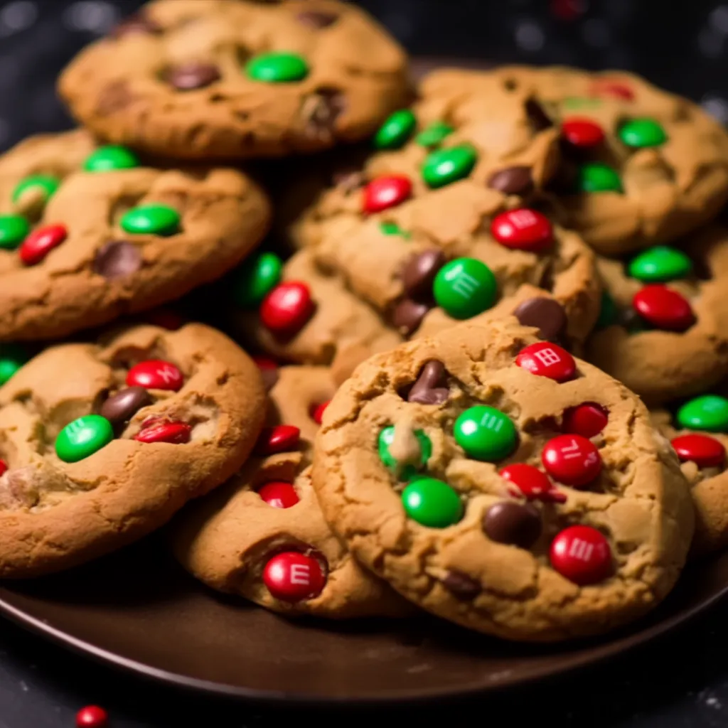 Ingredients for Christmas M&M cookies laid out on a counter