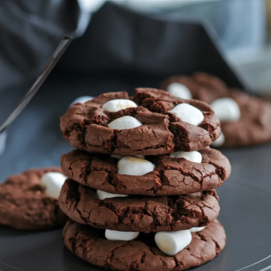 Ingredients for hot cocoa cookies laid out on a kitchen counter