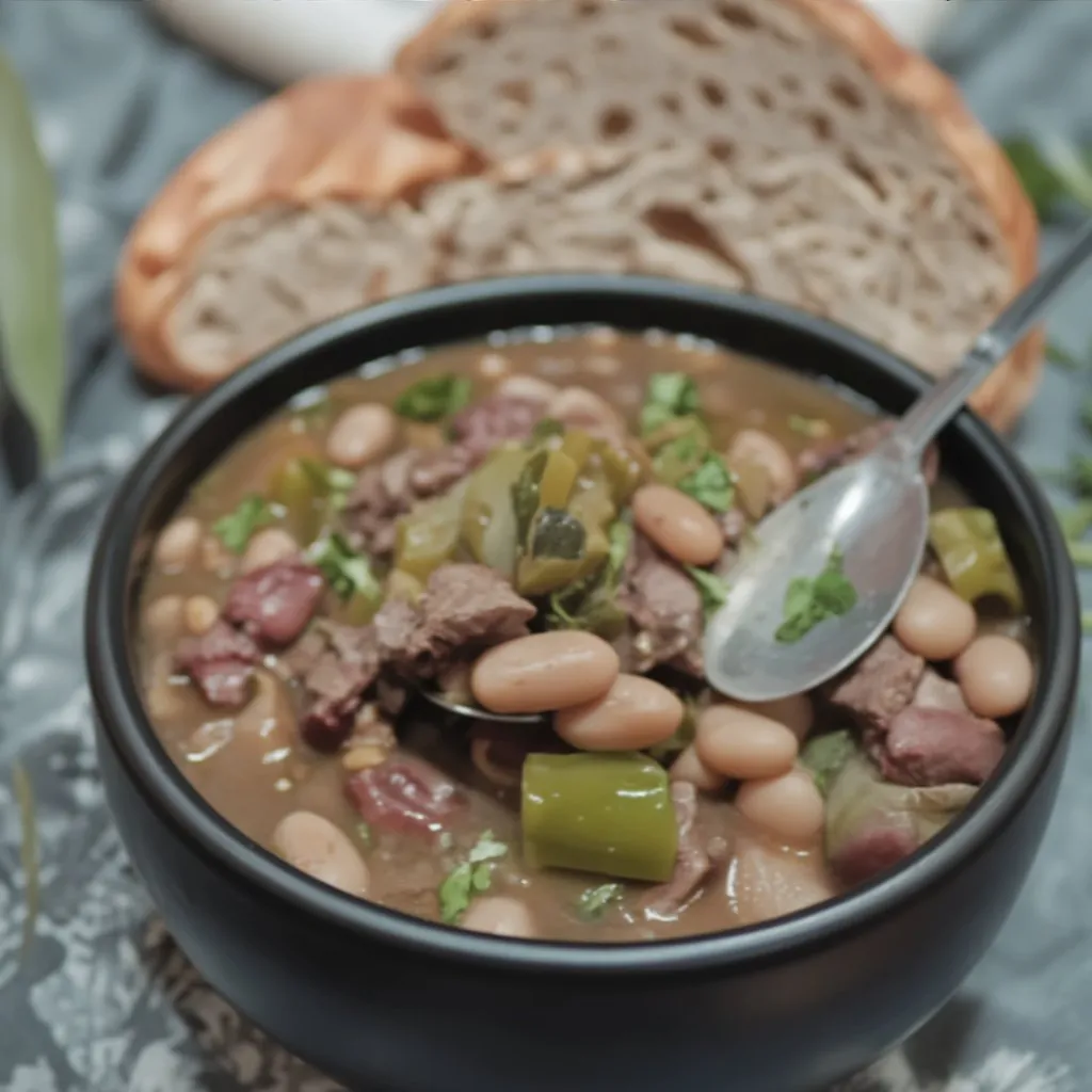 Slow Cooker Pinto Beans with Green Chiles and Beef 22 Bowl of cooked pinto beans and beef