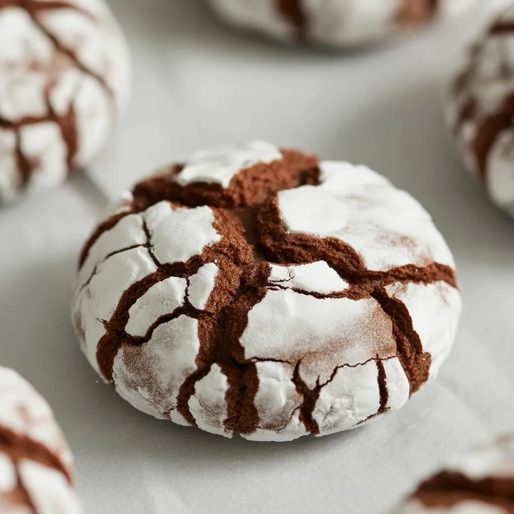 Gingerbread Crinkle Cookies with powdered sugar dusting