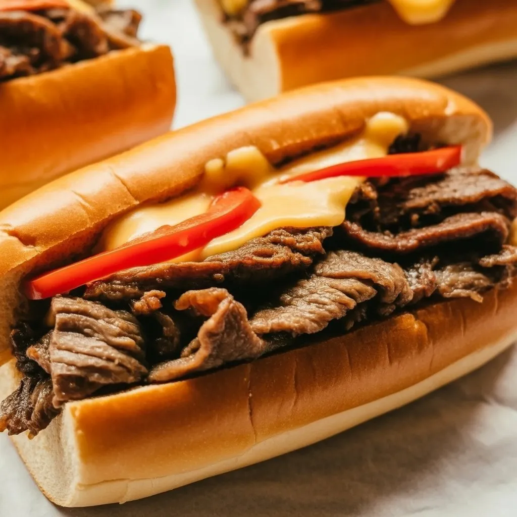 Seasoning the Philly Cheesesteak Adding onion soup mix to meat and peppers in a slow cooker