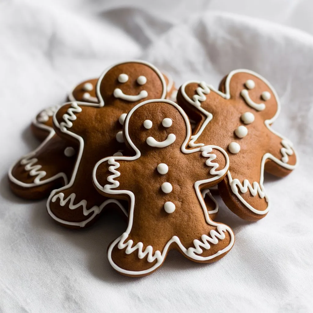 Decorated gingerbread men cookies cooling