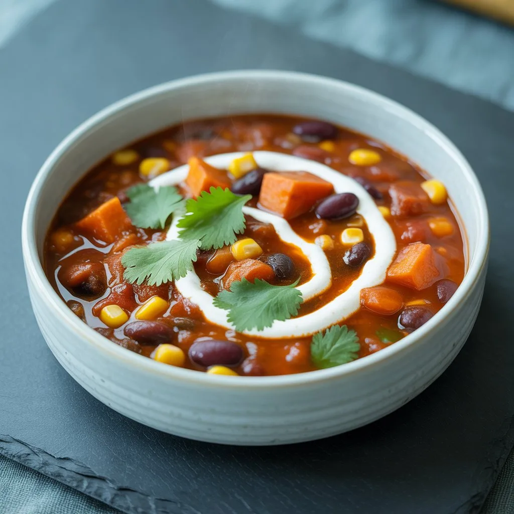 slow cooker sweet potato turkey chili bowl