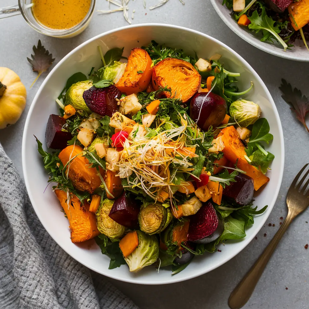roasted Brussels sprouts salad with maple butternut squash