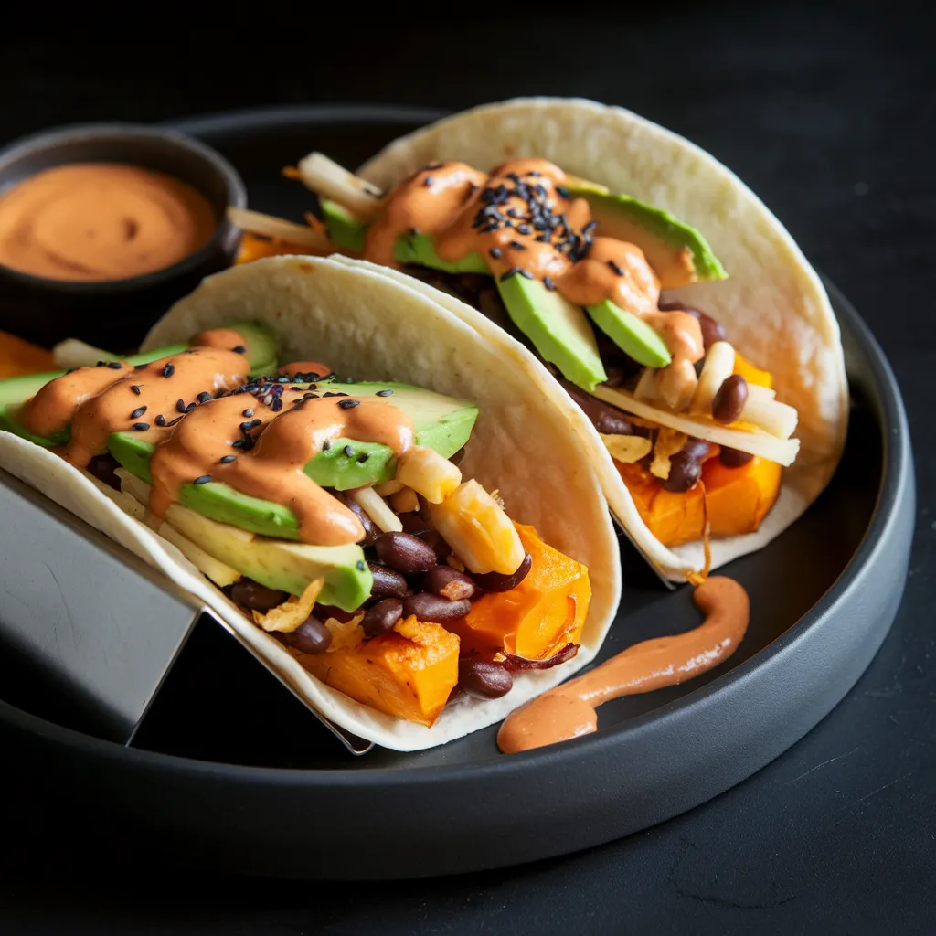 Butternut Squash Tacos with Black Beans & Avocado