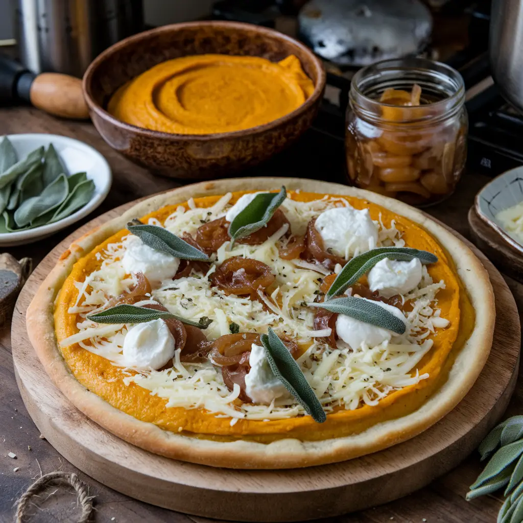butternut squash pizza with caramelized onions