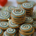 Shortbread Christmas cookies on festive tray