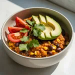 Crockpot Quinoa Chicken Enchilada Casserole in rustic bowl