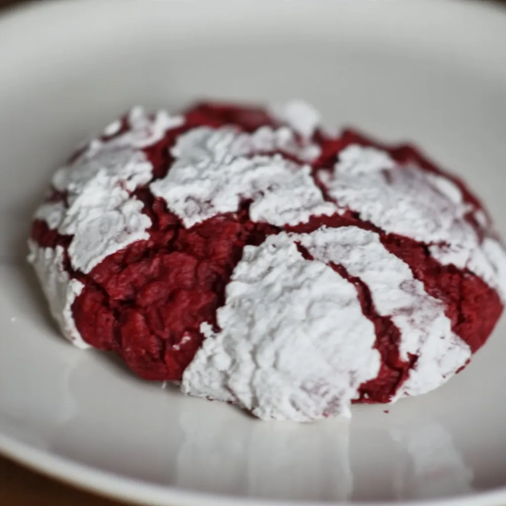 Red velvet crinkle cookie dough coated in sugar