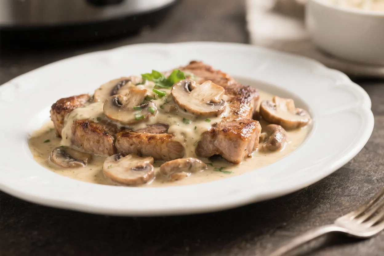 tmpvb3 em7f -Crockpot Creamy Mushroom Pork Chops - Simple, Cozy, and Comforting