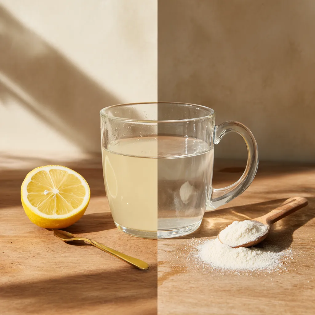 Gelatin Trick Recipe to Lose Weight: 3-Ingredient Natural Appetite Solution 24 Gelatin vs collagen comparison showing gelatin forming a thick gel and collagen fully dissolved for weight loss support