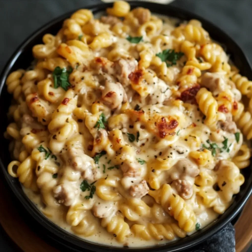 Crockpot Garlic Parmesan Chicken Pasta