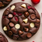 Homemade Black Forest Cookies with chocolate and cherry toppings