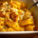 Delicious butternut squash mac and cheese topped with breadcrumbs in a bowl.