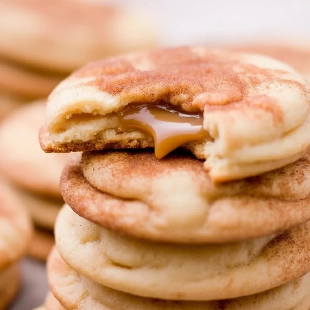Caramel stuffed Christmas cookies with festive decorations on a holiday plate