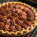 Classic Southern Pecan Pie showcasing a golden crust and rich filling.