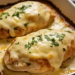 Creamy Ranch Chicken Bake dish with creamy sauce and herbs