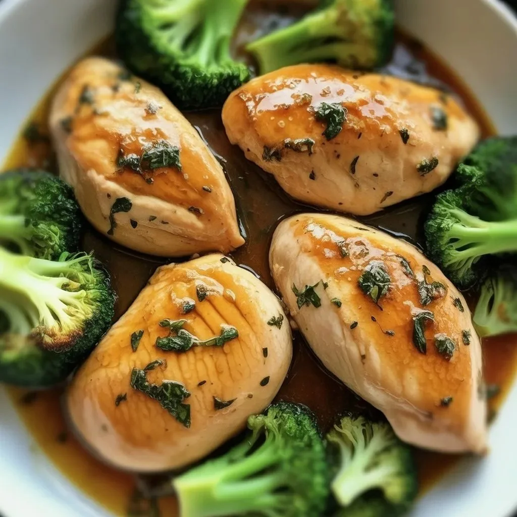 Garlic Butter Chicken served with steamed broccoli in a meal prep container