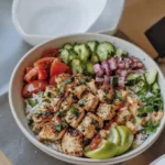 Healthy chicken meal prep bowls with colorful veggies for nutritious eating