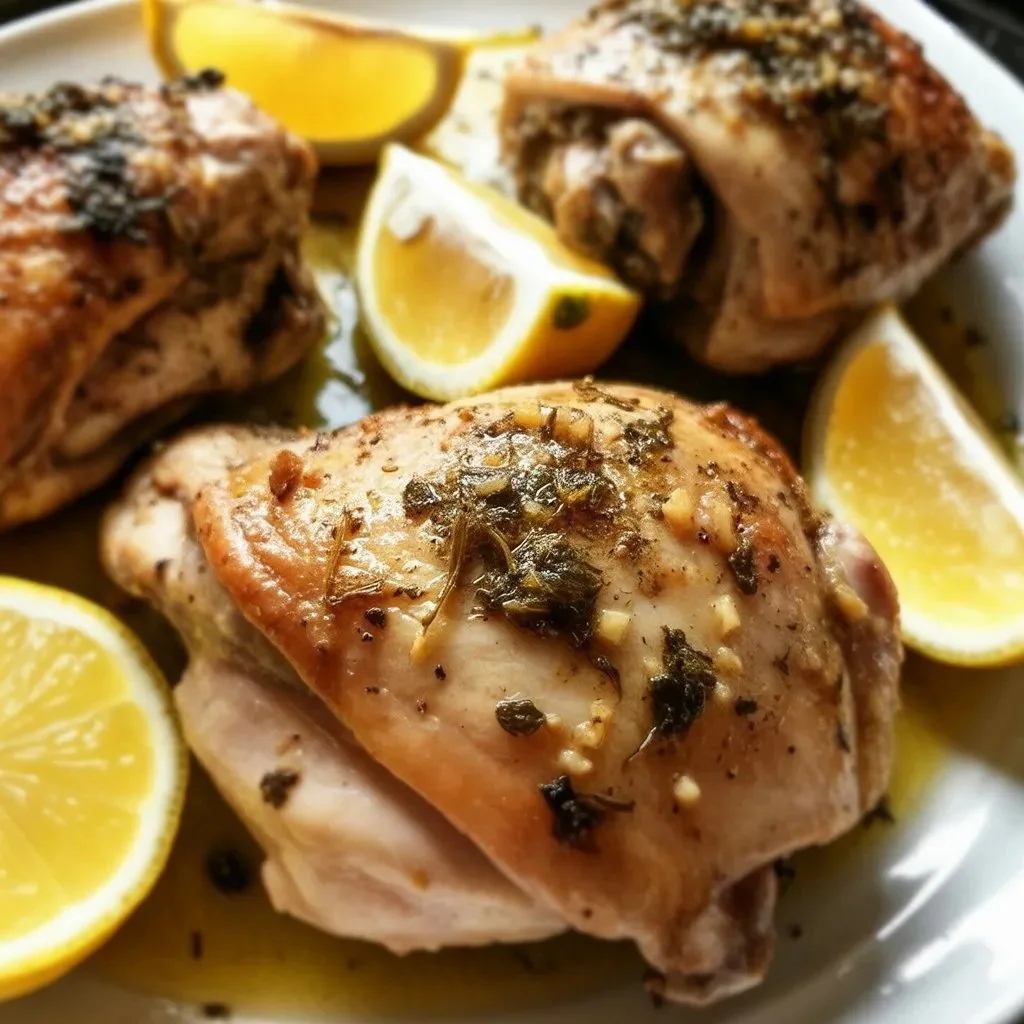 Plate of Lemon Garlic Chicken with quinoa and fresh vegetables