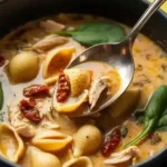 Bowl of Marry Me Chicken Soup with herbs and spices