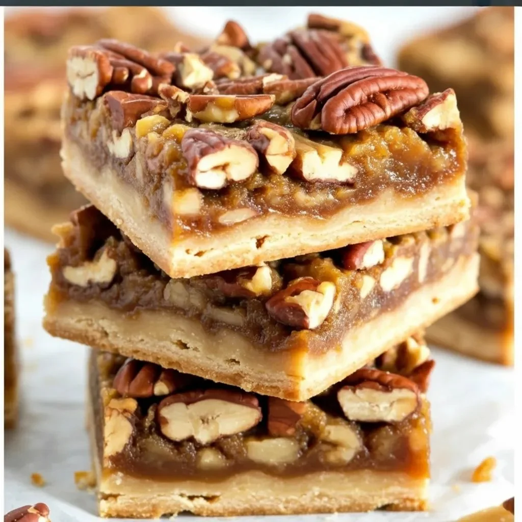 Delicious pecan pie squares served on a plate