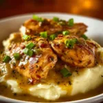 Crockpot Mississippi Chicken served on a plate with herbs and spices