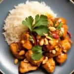 Stir-fried Thai Peanut Chicken with colorful vegetables and rich sauce