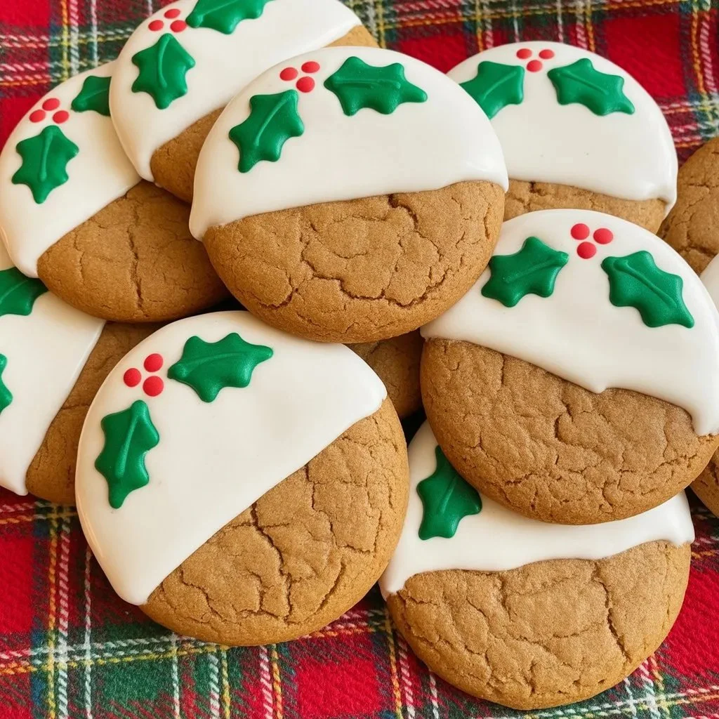 White chocolate dipped ginger cookies on a plate